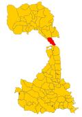 Map of comune of Serravalle Sesia (province of Vercelli, region Piedmont, Italy)